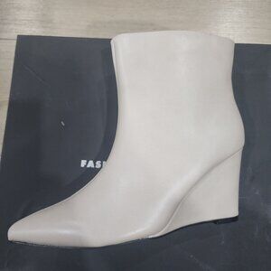 Pointed Toe Nude Wedge Ankle Boots Size 8 Womens Fashion Footwear